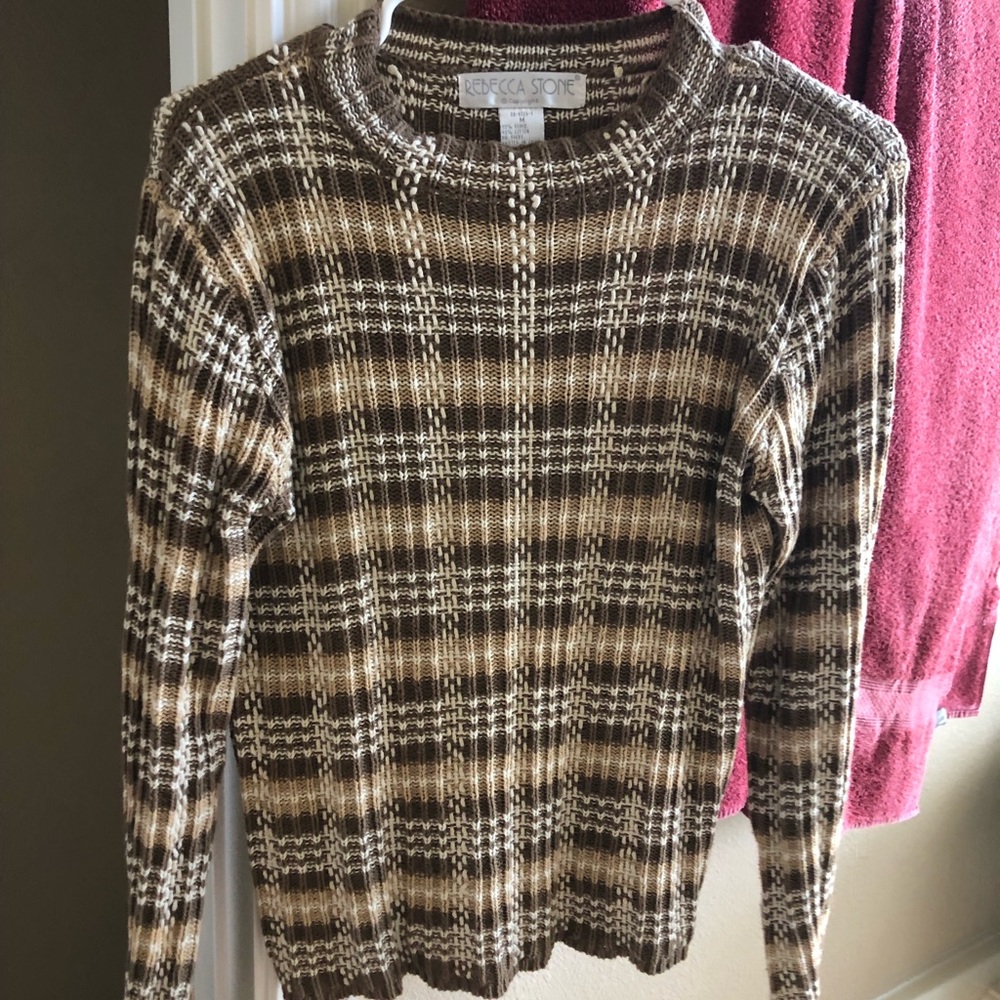 Tan and white Sweater size medium